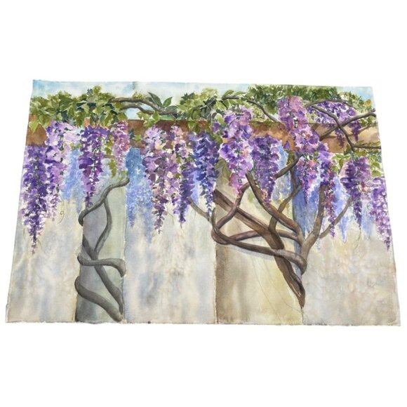 Watercolor Painting Of Purple Flowers & Twisted Branches Pillers purple READ - Picture 1 of 5